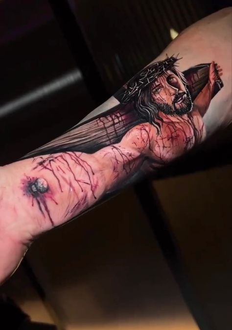 Jesus Forearm Tattoo, Sketch Style Tattoo, Jesus Hand Tattoo, Traditional Tattoo Black And Grey, Magazine Tattoo, Books Tattoo, Biblical Tattoos, Sketch Style Tattoos, Medusa Tattoo Design