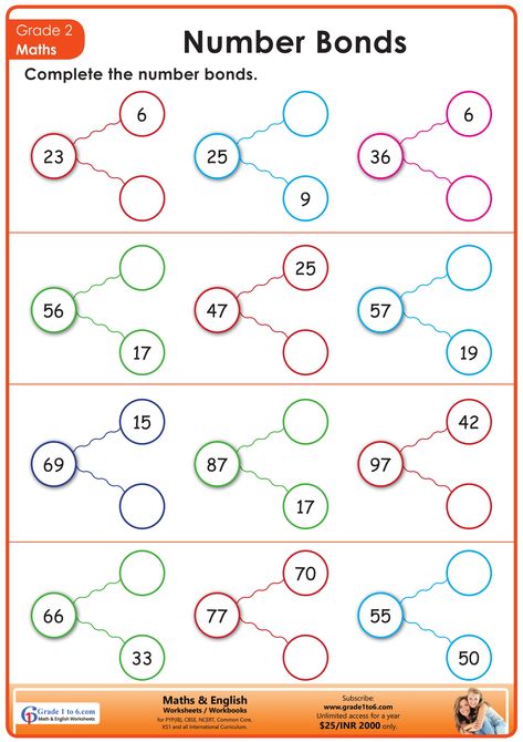 Number Bonds Worksheets, Problems In Life, Preschool Workbooks, Number Bonds, 2nd Grade Worksheets, Singapore Math, Free Math Worksheets, Math Worksheet, Grade 2