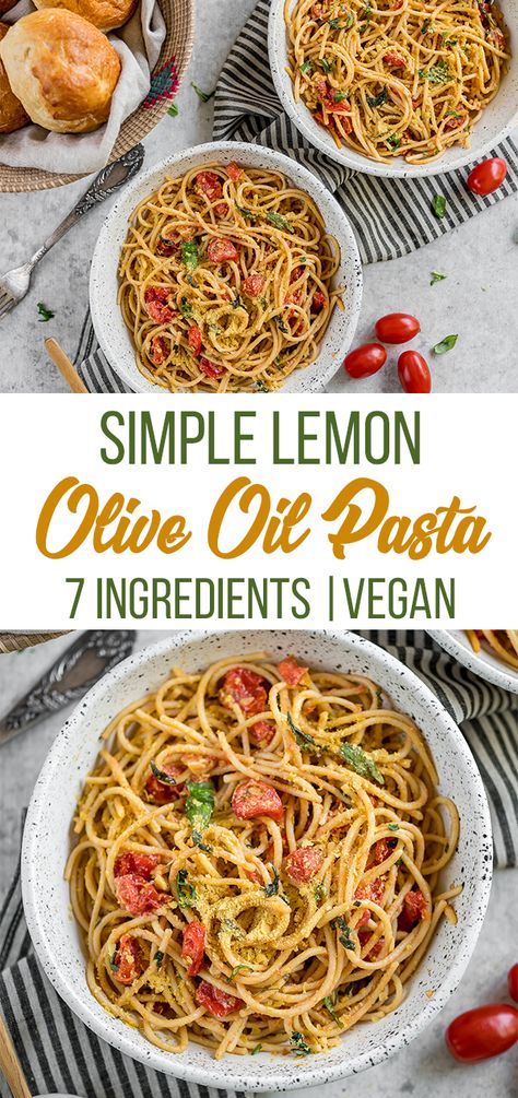 Lemon Oil Pasta, Simple Olive Oil Pasta Sauce, Oil Based Pasta Recipe, Olive Oil Based Pasta Sauce, Olive Oil Based Pasta, Lemon Olive Oil Pasta, Oil Based Pasta, Vegan Lemon Pasta, Olive Oil Pasta Sauce