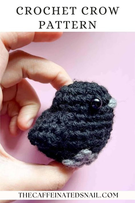 Crow Crochet Pattern Free, Bird Crochet Pattern Free, Crow Crochet Pattern, Raven Crochet, Odd Crochet, Crow Crochet, Random Acts Of Crochet Kindness, Crow Pattern, Crochet Kindness