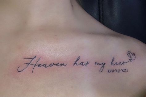 Heaven Has My Hero, Loved Ones In Heaven Tattoos, Dad Remembrance Tattoos, Tattoos Spanish, Tattoos For Dad Memorial, Tattoo Ideas Female Meaningful, Heaven Tattoos, Remembrance Tattoos