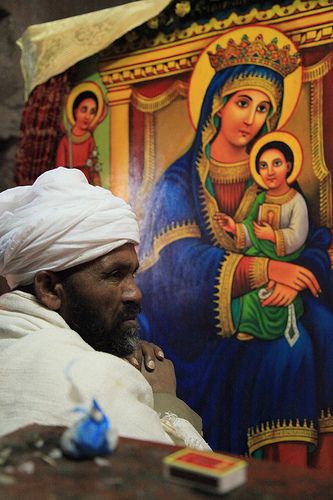 Portrait Ethiopian Coptic Priest Biete Maryam Church Traditional Religious Art Mary and Jesus Painting UNESCO World Heritage Site Lalibela Ethiopia Africa | Flickr - Photo Sharing! Ethiopian Bible, Lalibela Ethiopia, History Of Ethiopia, Ethiopian People, Saint George And The Dragon, Greek Icons, Dancer Silhouette, Mother Mary Images, Church Pictures