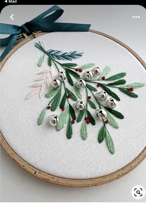 Ribbon Embroidery Christmas, Embroidery Stockings Christmas, Christmas Embroidery Patterns Free Printables, Christmas Tree Embroidery Patterns, Winter Embroidery Patterns, Ornament Ideas Diy, Winter Cross Stitch Patterns, Xmas Ornaments Diy, Diy Ornament Ideas