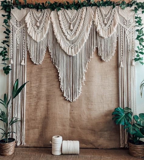 By Kalindi – Macrame Designs Arch Boho Wedding, Hanging Plant Decor, Handmade Wedding Decorations, Macrame Wedding Arch, Wedding Arch Backdrop, Boho Wedding Backdrop, Macrame Wedding Backdrop, Boho Wedding Decor, Wedding Arbor