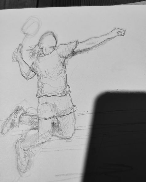 Drawing a Badminton player Badminton Drawing Sketch, Playing Badminton Drawing, Badminton Drawing, Badminton Smash, Badminton Art, Badminton Player, Sports Drawings, Badminton Sport, Boy Sketch