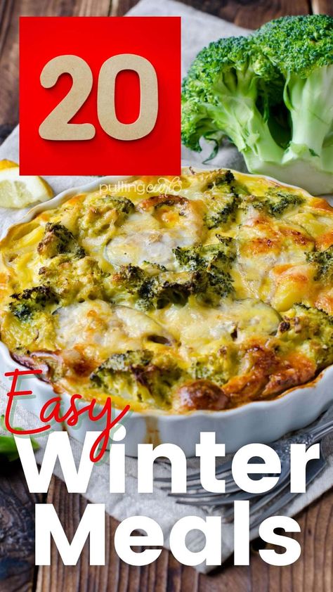 Easy winter meals includes soups, casseroles, and more.  These hearty winter recipes might even give you some winter lunch ideas for work too. via @pullingcurls Meals For Guests Dinner Parties, Cold Weather Lunch Ideas, January Luncheon Ideas, Cozy Winter Meals Easy Recipes, Winter Lunch Ideas For Guests, Easy Winter Lunch Ideas, Winter Lunch Ideas For Work, Light Winter Meals, Quick And Easy Winter Dinner Recipes