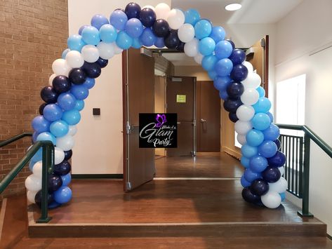 Shades of blue balloon arch (navy blue, periwinkle blue, and pale blue) Shades Of Blue Balloon Arch, Balloon Arch Blue, Blue Balloon Arch, Blue Balloon Garland, Wedding Ideas Diy, Pastel Confetti, Party Boutique, Induction Ceremony, Blue Periwinkle