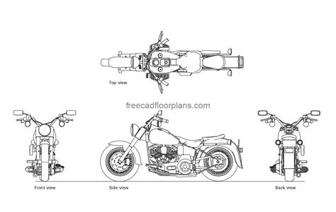 Harley Davidson - Free CAD Drawings Pool Houses Plans, House Plans Design, Floor Plans House, One Storey House, Swimming Pool House, Courtyard House Plans, House Plans 3 Bedroom, 4 Bedroom House Plans, Drawing Heads