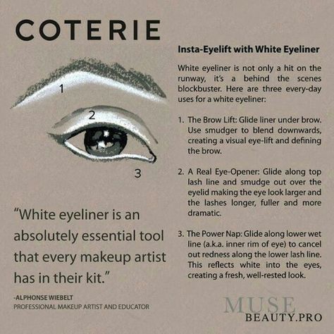 . Eyebrow Styles, Eyeliner Hacks, Easy Hacks, Make Up Inspiration, Perfect Eyeliner, White Eyeliner, White Liners, Eye Liner Tricks, Makeup Tricks