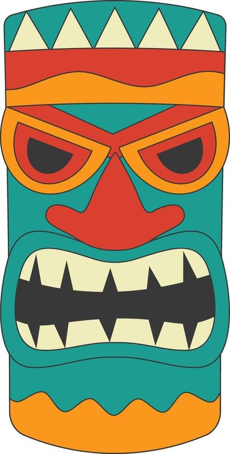 Surfboard Sign, Mask Illustration, Tiki Hawaii, Tiki Faces, Tiki Mask, Shape Templates, Grade 7, Hawaiian Party, Cityscape Photos