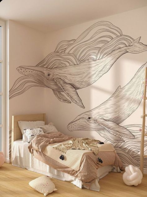 Bedroom Wall Designs, Bedroom Murals, Inspire Me Home Decor, Decoration Inspiration, Dream House Decor, Dream Home Design, Whales, Bedroom Inspirations, Wall Mural