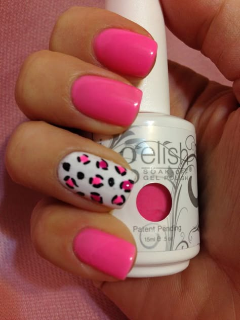 Neon Pink Nails Art, Gelish Polish, Neon Pink Nails, Pink Summer Nails, Pink Nail Colors, Summer Nail Art, Hot Pink Nails, Gelish Nails, Pink Nail Art