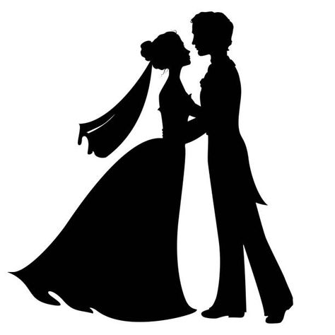 Bride Silhouette, Bride And Groom Silhouette, Couple Silhouette, Wedding Silhouette, Silhouette Illustration, Heart Symbol, Wedding Glasses, Explosion Box, Silhouette Art