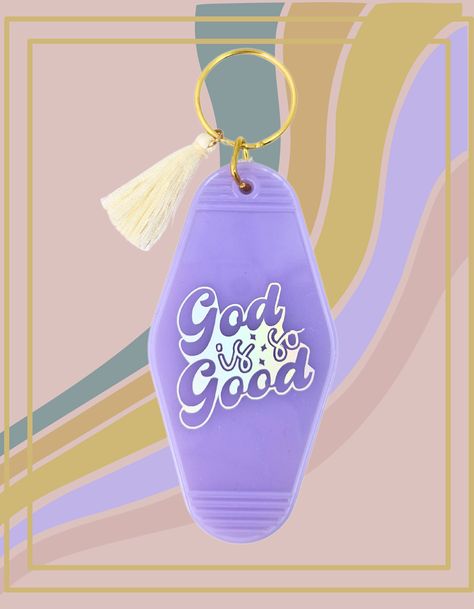 Vintage-inspired Christian keychain with a retro motel design, a charming accessory to carry your keys with a touch of faith Motel Keychain Ideas, God Is So Good, Christian Accessories, Motel Keychain, Keychain Ideas, Merch Ideas, Stay Connected, God Is, Green Bay