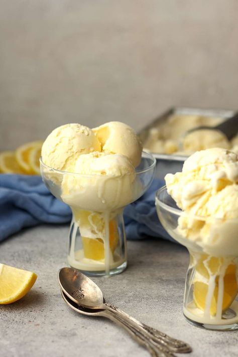 Lemon Custard Ice Cream, Brioche Dinner Rolls, Ice Cream Lemon, Lemon Curd Ice Cream, Lemon Ice Cream Recipe, Pie And Ice Cream, Non Dairy Ice Cream, Custard Ice Cream, Lemon Ice Cream