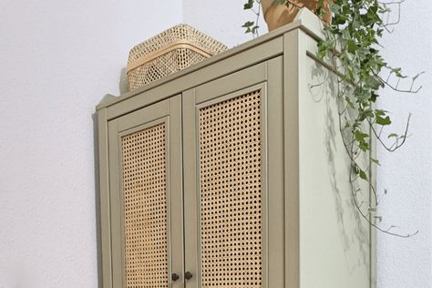 IKEA wardrobe hack with romantic DIY rattan doors 1 Diy Rattan Door Cabinet, Diy Rattan Door, Ikea Sundvik, Rattan Wardrobe, Cane Cabinet, Ikea Wardrobe Hack, Ikea Instructions, Armoire Diy, Ikea Ivar Cabinet