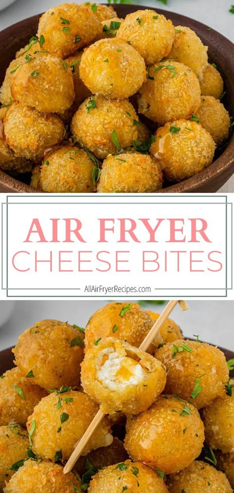 Fried Cheese Bites, Air Fryer Cheese, Kid Friendly Vegetarian Recipes, Air Fryer Recipes Appetizers, Filling Dinner, Best Party Food, Delicious Appetizer Recipes, Healthy Grilling, Cheese Ball Recipes