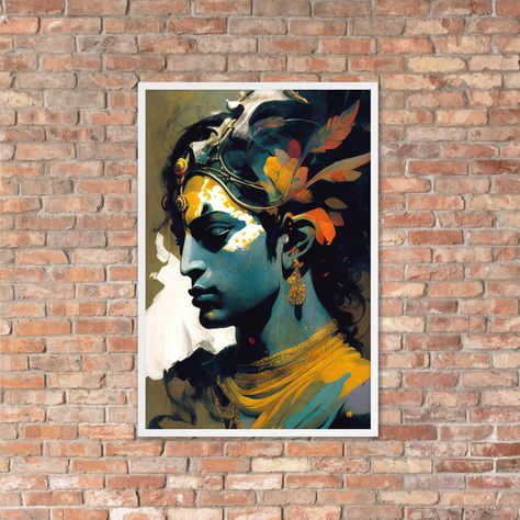 Contemporary-style painting of Lord Krishna - Framed Yoga Art Lord Rama And Sita, Lord Painting, Rama And Sita, Midcentury Modern Art, Art Krishna, Rama Sita, Modern Art Styles, Bel Art, Lord Rama