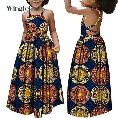 African Dresses for Girls Dashiki Children Clothes Ankara Fashion Floral Print Halter Long Dresses Kids African Clothes WYT728 - AliExpress African Print Dresses For Kids, African Children Dress Designs, Ankara Dress For Kids, Afro Dresses, Chitenge Outfits, African Kids Clothes, Kitenge Dress, Dress Designs For Girls, Ankara Dress Designs