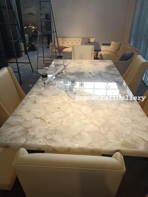 Stone Top Dining Table, Kitchen Slab, Stone Table Top, Agate Table, Slab Table, Stone Dining Table, White Quartz Countertop, Kitchen Dining Tables, White Agate