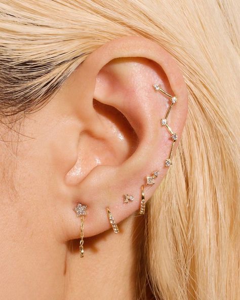 Taurus Constellation Tattoo, Leo Constellation Tattoo, Constellation Piercings, Ear Piercings Chart, Types Of Ear Piercings, Horoscope Tattoos, Gemini Tattoo, Taurus Tattoos, Bull Tattoos