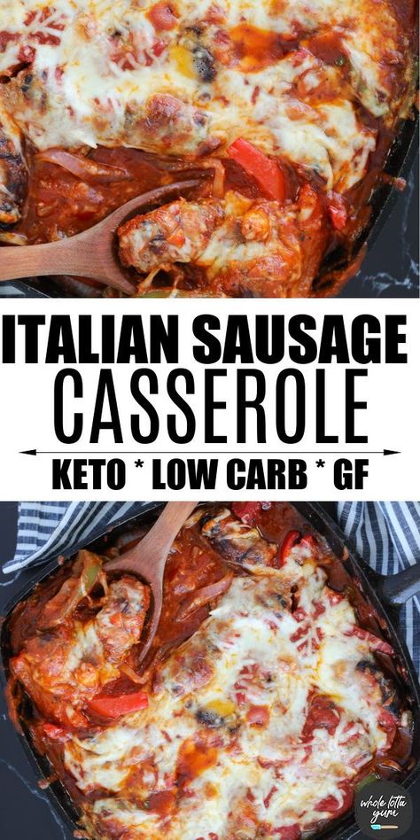 Keto Sausage And Peppers, Italian Sausage Casserole, Baked Italian Sausage, Recipe With Sausage, Sausage Marinara, Keto Italian, Casserole Keto, Keto Sausage, Keto Casseroles