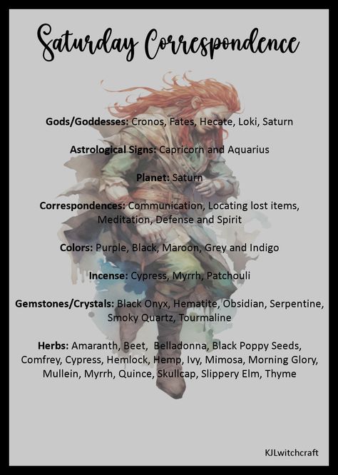 Quick Guide For Saturday featuring the God Loki Saturday Magickal Correspondences, Loki Correspondences, Saturday Magick, Loki Magic, Aquarius Planet, Daily Magic, Spiritual Vibes, Witch Spirituality, Black Poppy