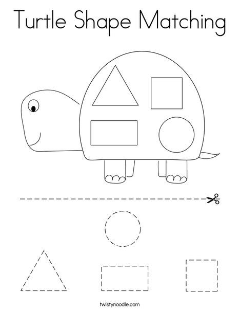 Turtle Shape Matching Coloring Page - Twisty Noodle Shape Worksheets For Toddlers, Shape Matching Preschool, Shapes Matching, Reptiles Activities For Preschool, Shapes Toddler Activities, Matching Shapes, Turtle Art Preschool, Color Matching Worksheets For Preschool, Matching Shapes Worksheet