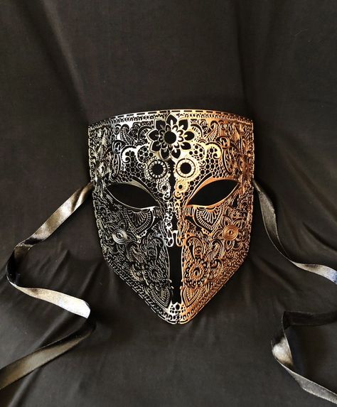 Mask For Men Masquerade, Maskerade Mask Men, Metal Masquerade Mask, Diy Masquerade Mask For Men, Men’s Masquerade Masks, Black And Gold Masquerade Mask For Men, Masquerade Mask Ideas Men, Full Masquerade Mask, Full Mask Design Ideas