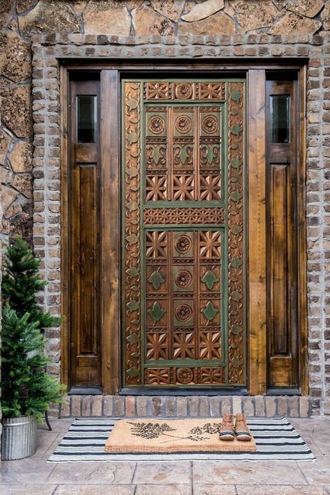 Buy Hand Carved Mexican Doors Antique Sliding Barn Door Custom online on Etsy India. Shop for handmade, vintage and unique Doors items from WoodCraftedByAnton online on Etsy Mexican Doors, Interior Exterior Doors, Interior Sliding Barn Doors, Gorgeous Doors, Front Door Entrance, Cool Doors, Wood Interior, Carved Doors, Antique Doors