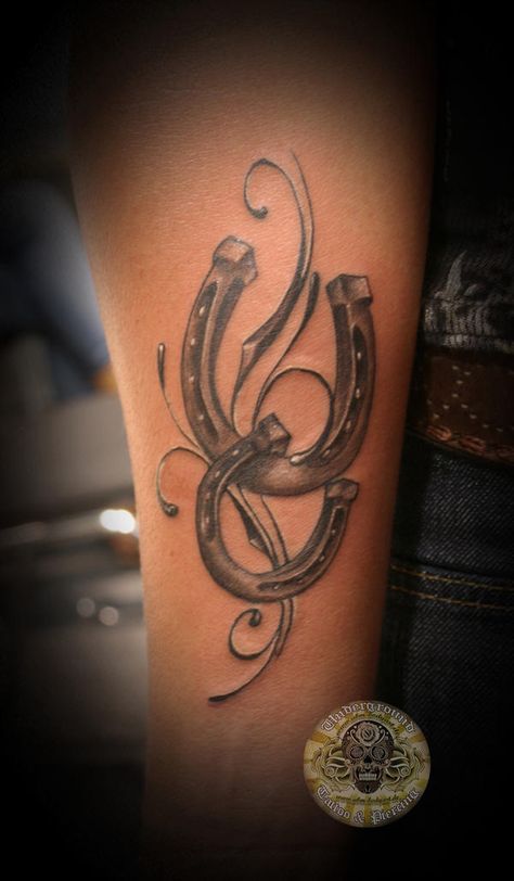 horseshoes tattoo by 2Face-Tattoo Horseshoes Tattoo, Mommy Daughter Tattoos, Horseshoe Tattoo, Horse Shoe Tattoo, Horse Tattoo Design, Cowgirl Tattoos, Shoe Tattoos, Country Tattoos, Western Tattoos