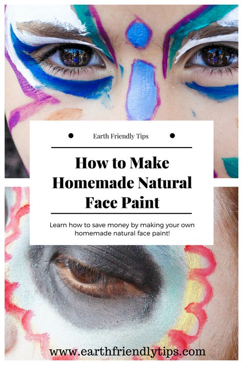 Natural face paint recipe Spirit Week Face Paint Ideas, Nature Face Painting Ideas, How To Make White Face Paint Diy, How To Start Face Painting, Non Toxic Face Paint, Face Paint Recipe, Mother Nature Face Paint, Green Face Paint, Diy Face Paint