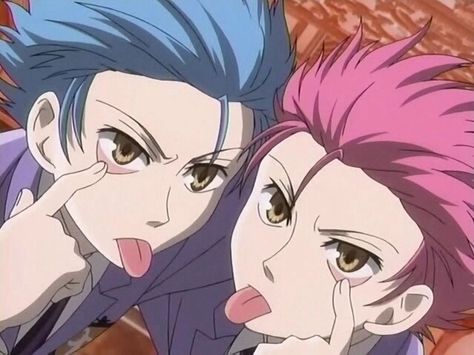 Hikaru and Kaoru... with blue and pink hair :) Hikaru And Kaoru, Ouran High School Host Club Funny, Ouran Highschool Host Club, Host Club Anime, Ouran Highschool, Ouran Host Club, School Clubs, High School Host Club, Ouran High School Host Club