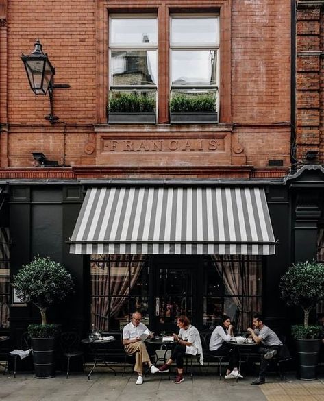 Cafe Awning, Commercial Facade, Shop Awning, Restaurant Terrace, Farmhouse Addition, Firmdale Hotels, Flower Shop Design, Restaurant Exterior, Shop Facade