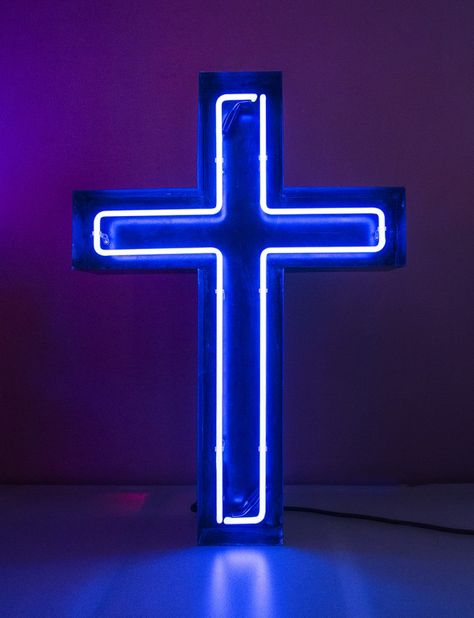 Blue Cross Wallpaper, Spotify Profiles, Spiritual Aesthetics, Howard Thurman, Blue Bible, Blue Bg, Neon Light Wallpaper, Neon Azul, Blue Neon Lights