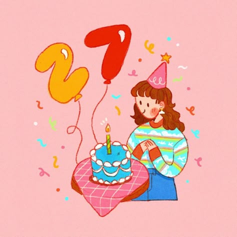 Cheyenne Barton, Happy Birthday Drawings, Happy Birthday Illustration, Birthday Illustration, Arte Inspo, Cute Little Drawings, Simple Art, Funky Art, الرسومات اللطيفة