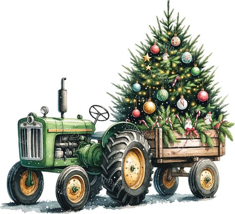 Christmas Tree Clipart, Green Farm, Christmas Farm, Tree Clipart, Vintage Tractors, Clipart Design, Farm Tractor, Tree Farms, Holiday Projects