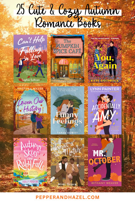 It's fall y'all, so it's time to read some cute and cozy autumn romance books! If you're looking for love stories set amongst fall foliage, look no further than this list of 25+ romance reads with major fall vibes! Fake Dating Romance Books, Cozy Fall Romance Books, Spicy Fall Romance Books, Cozy Romance Books, Autumn Romance Aesthetic, Romance Novels Recommendations, Autumn Romance Books, Cozy Autumn Books, Cozy Fall Reads