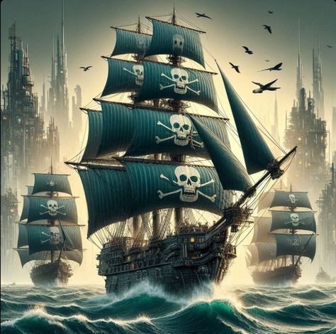 Ghost Ship Art, Haunted House Pictures, Pirate Ship Art, Sailing Ship Model, Sailing Art, Old Sailing Ships, Pirates Cove, Pirate Art, Underwater Art