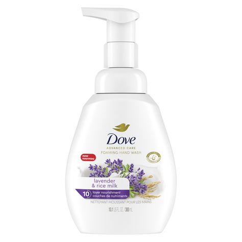 Advanced Care Lavender & Rice Milk Foaming Hand Wash Dove Lavender, Lavender Skin Care, Lavender Rice, Dove Beauty Bar, Foaming Hand Wash, Rice Milk, Love Your Hair, Gentle Cleanser, Soften Skin