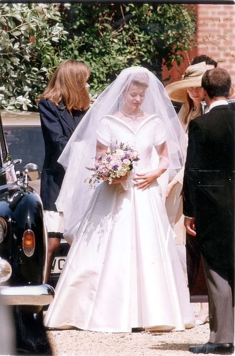 A history of royal weddings and dresses - from Grace Kelly to Sarah Chatto and Queen Letizia | Daily Mail Online Lady Helen Windsor, Queen Anne Wedding Dress, Queen Victoria Wedding Dress, Queen Elizabeth Tiaras, Homemade Wedding Dresses, Queen Victoria Wedding, Royal Wedding Outfits, Diana And Charles, Grace Kelly Dresses