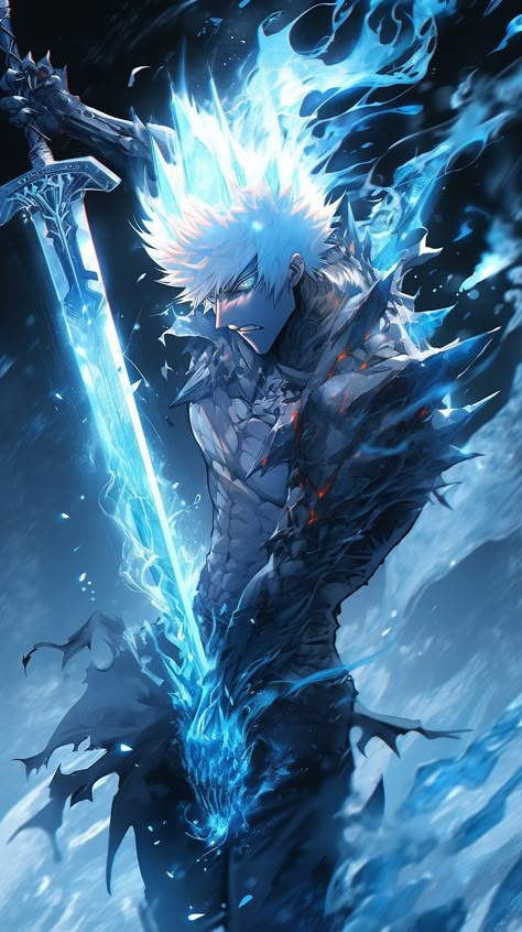 Anime Ice Powers, God Of Water Fantasy Art, Ice Warrior Fantasy Art, Ice Demon Male, Ice God Fantasy Art, Toni Stark, Anime Devil, Dark Fantasy Artwork, Devian Art