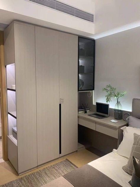 Wardrobe Design With Dressing Table, Small Bedroom Wardrobe, Modern Wardrobe Design, Bedroom Wardrobe Ideas, Small Bedroom Interior, Bedroom Wardrobe Design, Study Table Designs, Modern Cupboard, Closet Design Layout