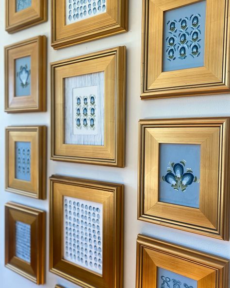 Brass Photo Frame Wall, Dining Room Collage Wall, Gold Wall Frames, Gallery Wall Above Bed, Dorm 2023, Gallery Wall Stairs, Gold Frame Gallery Wall, Large Gallery Wall, Art 2024