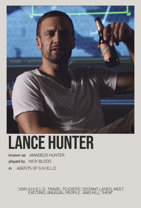 Polaroid poster of Lance Hunter from Marvel agents of S.H.I.E.L.D Lance Hunter Agents Of Shield, Hunter Agents Of Shield, Aos Wallpaper, Lance Hunter, Marvel Polaroid, Marvel Shield, Character Posters, Polaroid Posters, Marvel Agents Of Shield