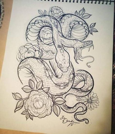 Snake Tattoo Drawing, Cobra Tattoo, Tattoo Snake, Snake Drawing, Tattoo Outline Drawing, Snake Tattoo Design, Tattoo Zeichnungen, Tattoo Stencil Outline, Tattoo Art Drawings