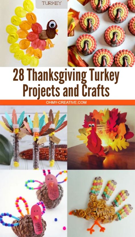 Thanksgiving is one of those holidays where you can do cute turkey craft with the kids. These 28 Thanksgiving Turkey Projects and crafts will give you lots of ideas the family will enjoy! OHMY-CREATIVE.COM #thanksgivingcrafts #thanksgivingideas #thanksgivingprojects #turkeycrafts #turkeycraftsforpreschoolers #turkeycraftsfortoddlers #turkeyprojects #turkeycraftsforkids Kids Thanksgiving Art Projects, Turkey Crafts For Kids, Thanksgiving Art Projects, Thanksgiving Table Settings Simple, Turkey Crafts Kids, Turkey Project, Thanksgiving Turkey Craft, Thanksgiving Projects, Turkey Crafts