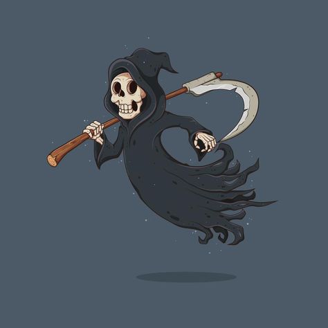 Cartoon Grim reaper. Vector clip art illustration with simple gradients. All on a single layer.vector design Grim Reaper Illustration, Cartoon Grim Reaper, Grim Reaper Cartoon, Red Chili Peppers, Red Chili, Chili Peppers, Grim Reaper, Green And Red, Art Illustration