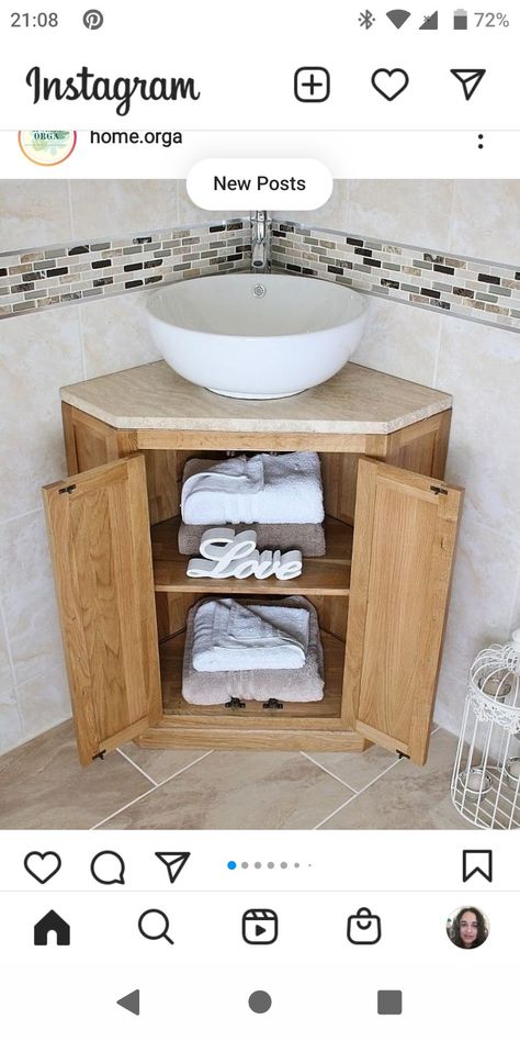 Rustic Bathroom Sinks, Lavabo D Angle, Bad Room Design, Shower Makeover, Furniture Flipping Business, Corner Sink Bathroom, Toilet And Bathroom Design, Small Bathroom Interior, Wooden Sofa Set Designs