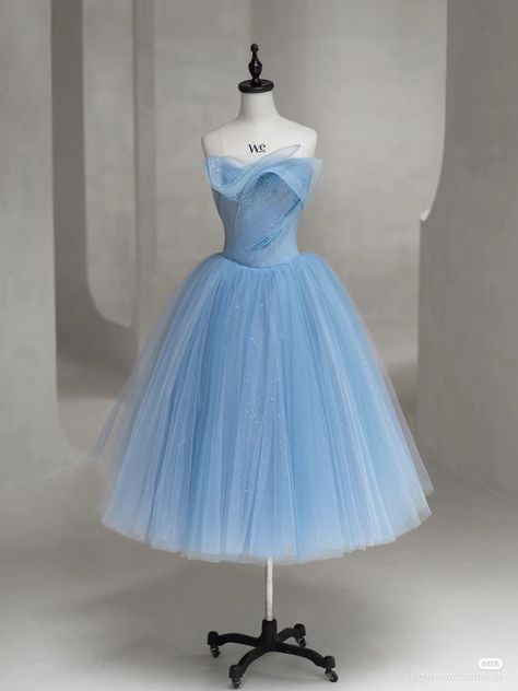 Sea Blue Prom Dress, Spectacular Dresses, Dc Winter, Debut Dresses, Royal Clothes, Prom 2024, Blue Dress Short, Short Gowns, Blue Gown